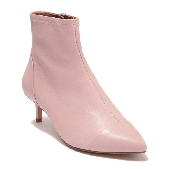 Rebecca Minkoff Siya Leather Pointed Toe Millennial PINK Leather Booties Sz 8.5 - Picture 1 of 5